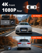 New 3.2Inch Dash Cam Dual Lens Ultra HD Real 4K Car DVR Camera WIFI GPS Rear View Night Vision WDR Video Recorder 24H Parking