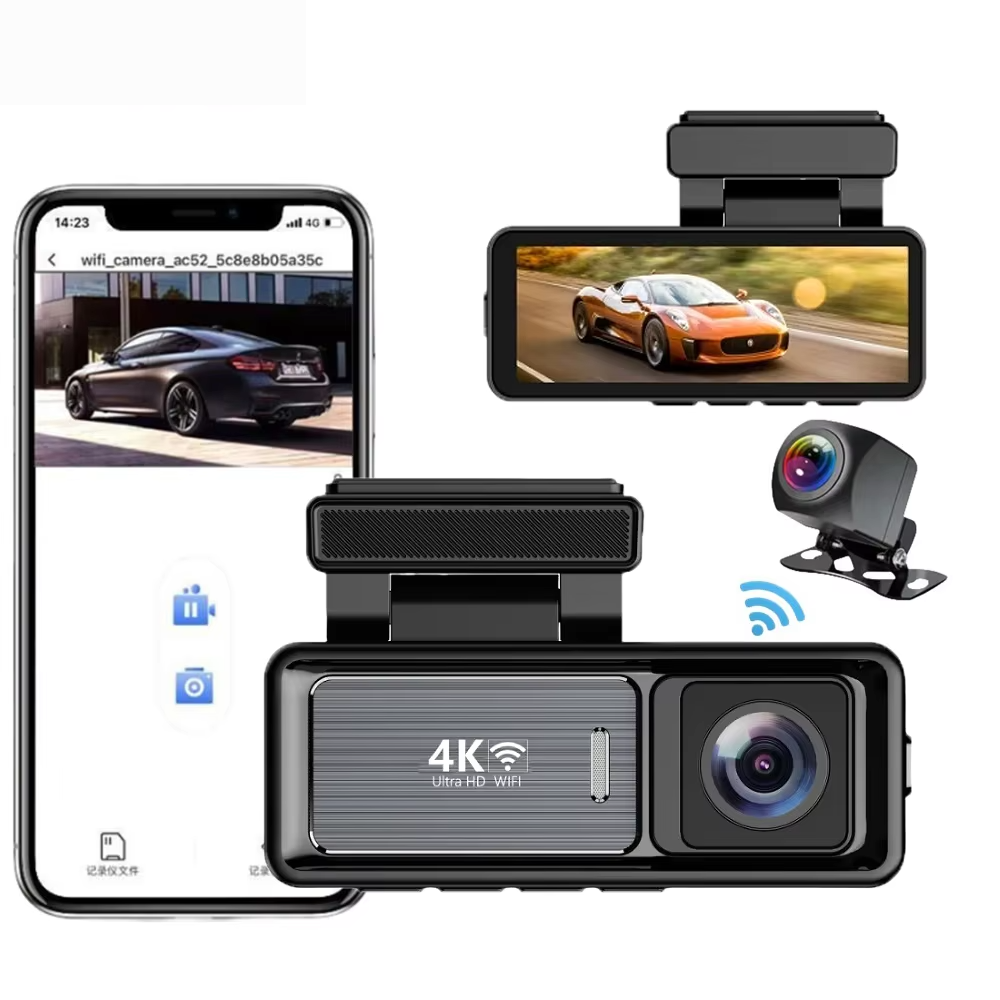 New 3.2Inch Dash Cam Dual Lens Ultra HD Real 4K Car DVR Camera WIFI GPS Rear View Night Vision WDR Video Recorder 24H Parking