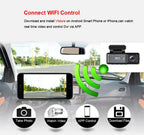 New 3.2Inch Dash Cam Dual Lens Ultra HD Real 4K Car DVR Camera WIFI GPS Rear View Night Vision WDR Video Recorder 24H Parking